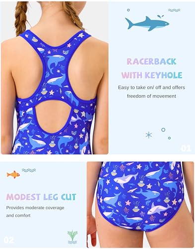 Image of G Gradual Girl's One Piece Swimsuits Racerback Kids Bathing Suit | for Girls 7-16Y, Fully lined for no see-through, Wider straps, UPF 50+, Modest coverage, Swimwear for Swim Team, Beach, Pool