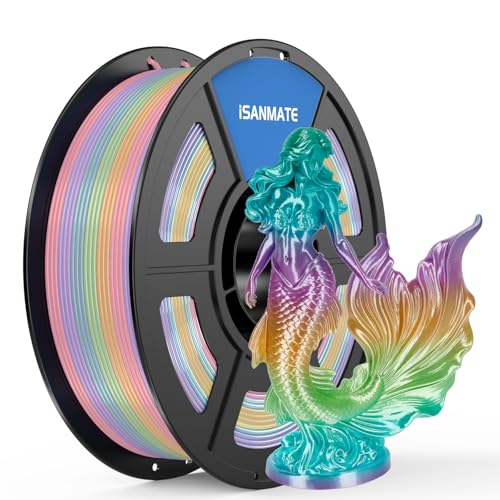 Image of iSANMATE Rainbow Filament, Silk Rainbow Pla 3D Printer Filament 1.75mm, 1kg | iSANMATE Rainbow Filament 1.75mm,Silk PLA; Compatible with Bambu Lab 3D Printers & AMS, Multicolor Fast Color Change；Gradient