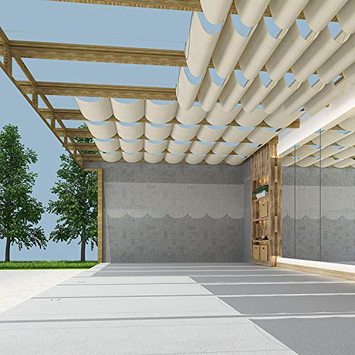 Patio Pergola Shade Cover For Deck Patio Backyard Canopy Shade Awnings Retractable Slide Wire U Shape Replacement Shade Cover Come With Cable Hardware 3'Wx16'L Beige #TOP4