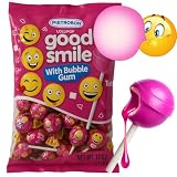 Good Smile Bubble Gum Lollipops – (24 Count, 1 Pound 17 Ounces) - Juicy Fruity Gum Filled Suckers, Assorted Flavors, Individually Wrapped, Bulk Candy Variety Pack, Party Favors and Birthday Treats