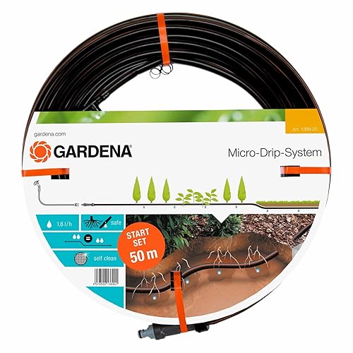 Gardena Kit Di Partenza Tubo Gocciolatore Per File Di Piante Interrato Da 13,7 Mm, Nero