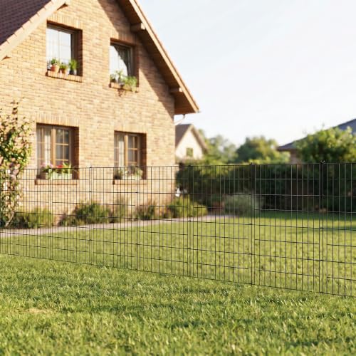 Valla de jardín de metal inoxidable con 5 paneles decorativos exteriores 7