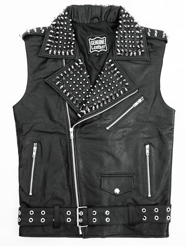 Image of Motorcycle Leather Vest For Men - Tactical Combat Military Style Sleeveless Biker Club Riding Outdoor Waistcoats
