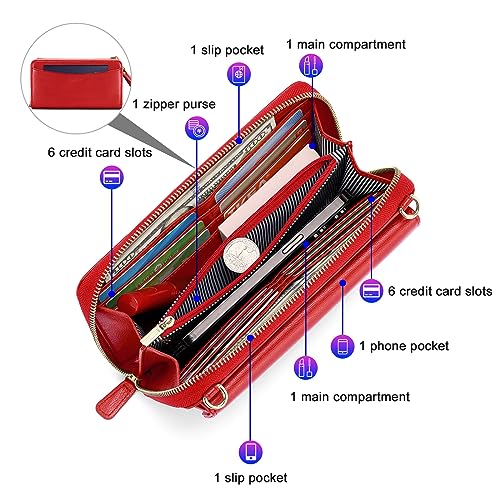 Image of nuoku Women's Small Crossbody Bags Wristlet Clutch Wallet Purses with Card Slot Phone Holder