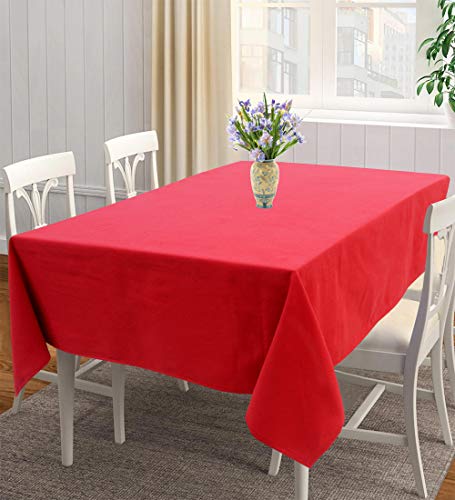 Image of AIRWILL 100% Cotton Solid Pattern 4 Seater Square Table Cover Sized, 56x56 inches (Red, Pack of 1)