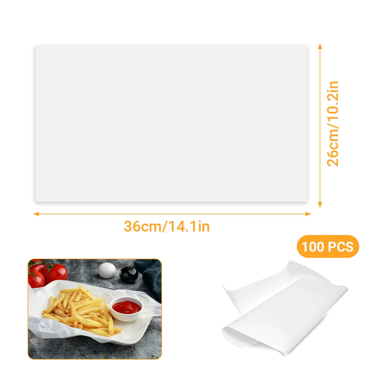 Backpapier Zuschnitte 100 Blatt – 33x23 Cm, Ungebleicht, Antihaft & Hitzebeständig Bis 220°C