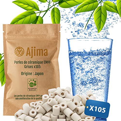 Ajima 105 perlas de cerámica EM® filtro de agua natural, descalcificador de agua para jarra, botella, solución filtrante, ecológica, antical, purificación