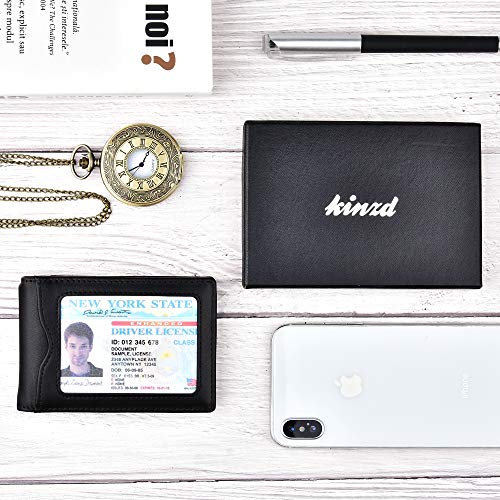 Kinzd Slim Wallet With Money Clip Rfid Blocking Minimalist Bifold Wallet For Men Genuine Leather Front Pocket Card Holder #TOP5