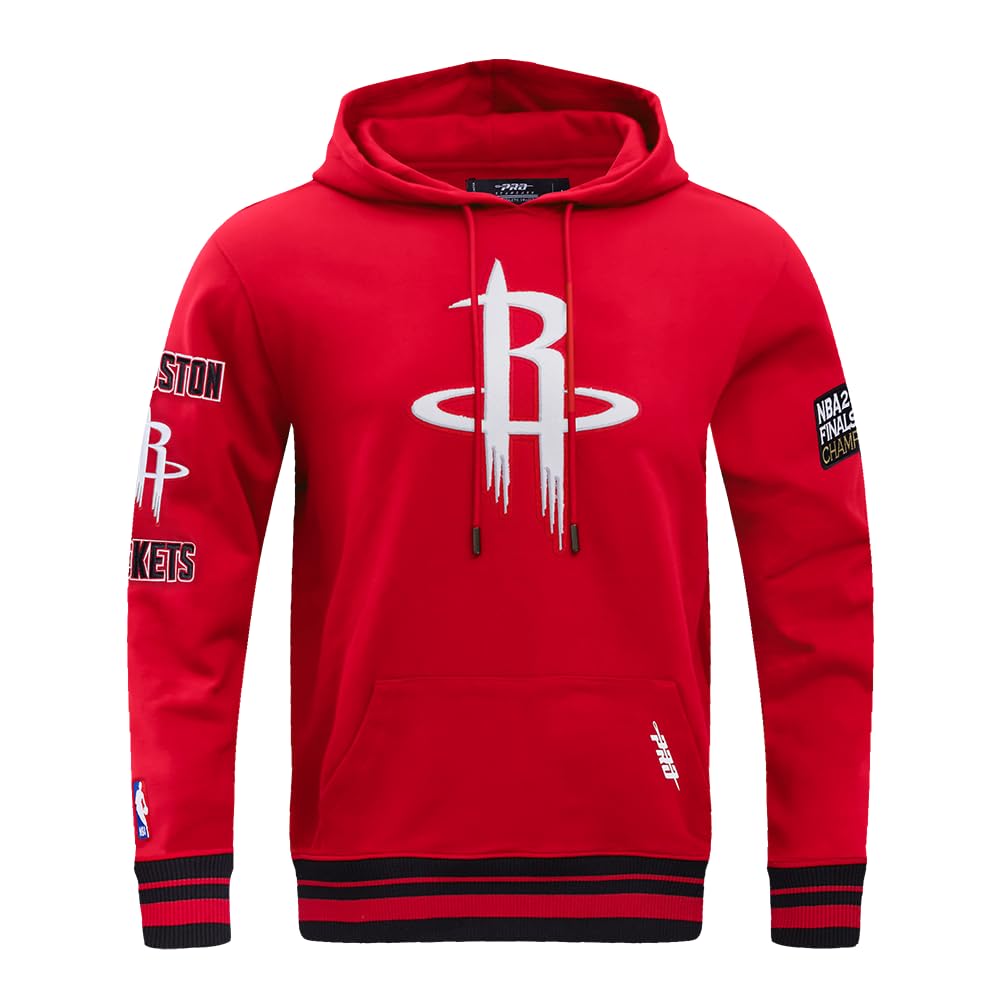 Pro Standard Mens NBA Retro Classics Fleece Pull Over Hoodie Red/Black โ image 1