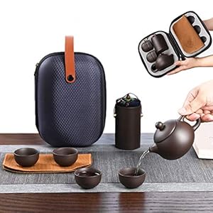 Zliger Theeservice Moderne theepot set met 1 theepot + 4 theekopjes + 1 theemat + 1 theepot + draagbare beschermhoes voor geschenk en huishouden theeset