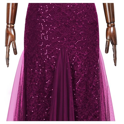 Image of Miusol Women's Elegant V Neck Sleeveless Sequin Lace Evening Party Dress