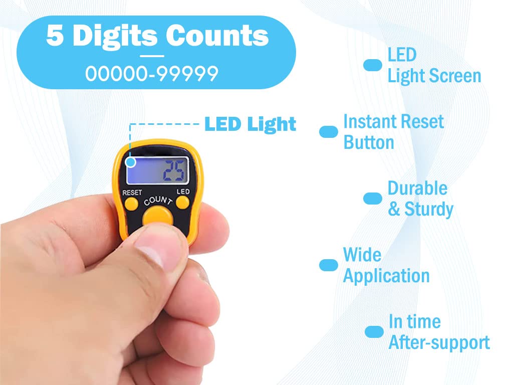 Contatori Digitali con Luce LED 8PCS, Mini Contatore delle Dita Elettronico LCD per Sport Golf Preghiera