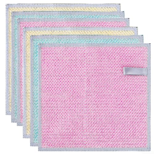 110 trapos para lavavajillas de cocina con alambre plateado, paño de doble cara para una limpieza eficaz de ollas, parrillas, estufas y más, 20 x 20 cm (6 piezas)