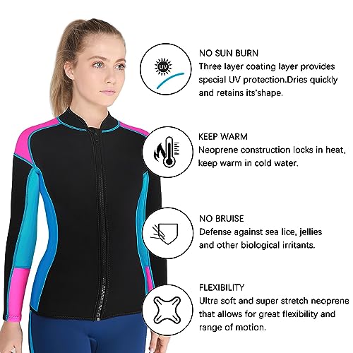 Chaqueta y Pantalones de Traje de Neopreno para Mujer de 2 mm, Manga Larga, para Natación, Surf, Buceo y Snorkel miniatura 3