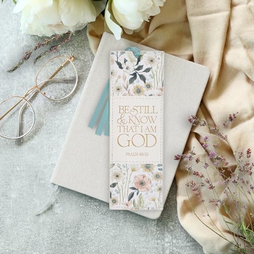 Image of Christian Art Gifts Cute Faux Leather Bookmark for Women: Be Still & Know