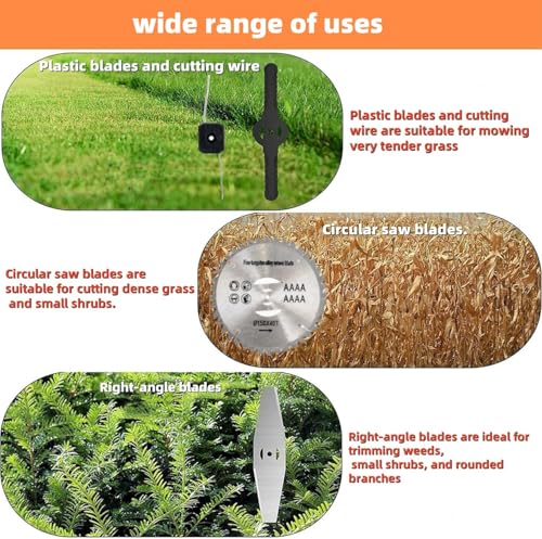 Cortadora de césped eléctrica inalámbrica, desbrozadora inalámbrica con 2 baterías y 4 Cuchillas, Recortar Malas Hierbas, césped Exterior y Ramas pequeñas, Decespugliatore Elettrico - imagen 5