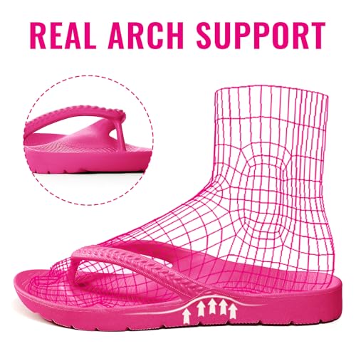 Image of Litfun Women's Arch Support Flip Flops for Plantar Fasciitis Orthopedic Thong Sandals Comfortable Summer Beach Pool Slides