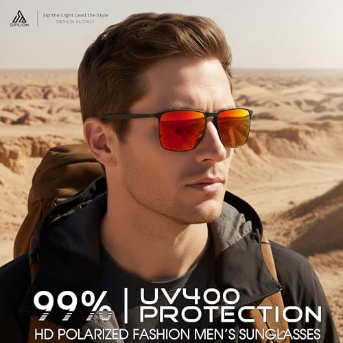SIPLION Polarized Sunglasses for Men for Driving, UV Protection Carbon Fiber Frame Lightweight 2.0 Lenses for Fishing 8222 black/red — view 2