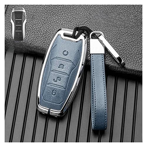 Étui en cuir BYD Song Plus et Atto 3 : protection premium bleu argenté pour clé