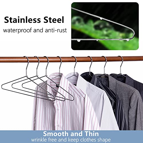 Image of Amber Home 30 Pack Metal Shirt, Suit, Clothes Hangers for Coat, Pants with Polished Chrome, Heavy Duty Silver Metal Hanger | 17 inch Stainless Steel Shirt Hangers with Smooth Chrome, Silver Metal Wire Hanger for Closet Organization, Suit & Pants