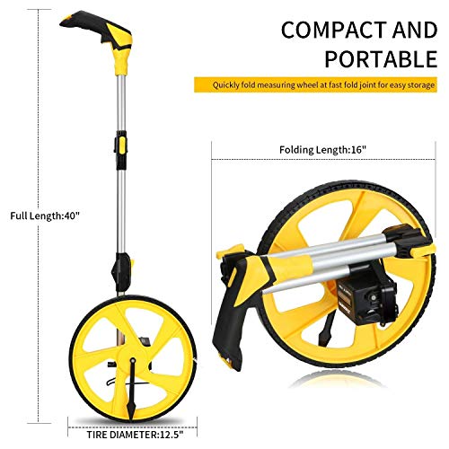 Measuring Wheel Zozen Collapsible with Kickstand and Cloth Carrying Bag Measurement 0-9,999 Ft