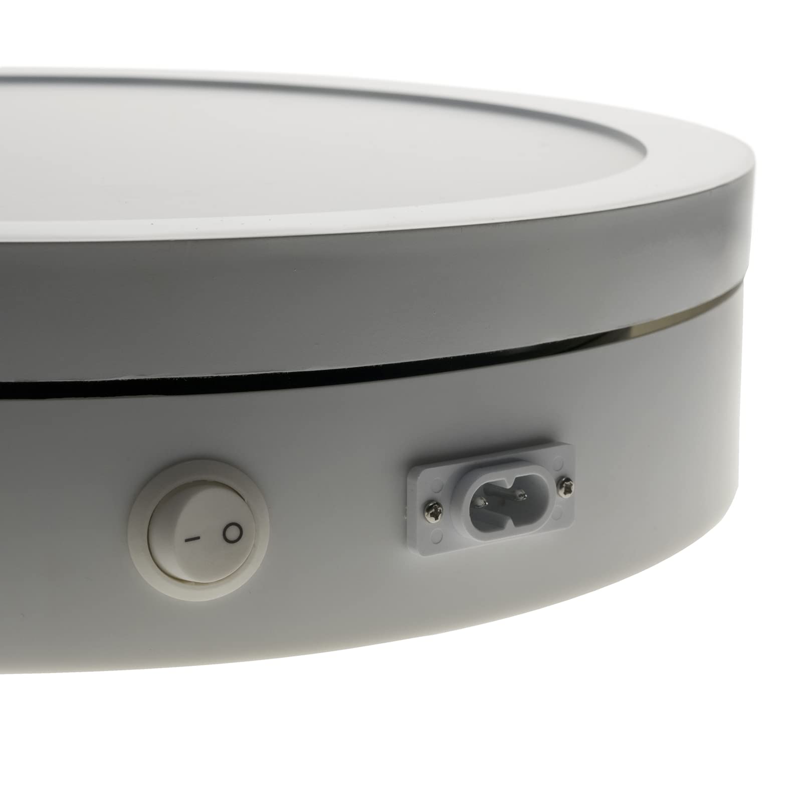 PrimeMatik - Base giratoria eléctrica iluminada de 40 cm. Plataforma rotatoria de color blanco para fotografía