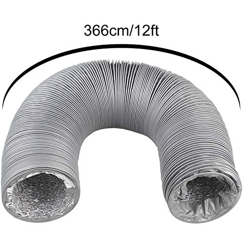 Abuff ABUS-VENTHOSE-12FEET-SLV-180812 Dryer Duct Hose 4 Inch By 12 Feet, Abuff Flexible 4-Layers Aluminum Dryer Vent Tube Transition Duct thumb #2