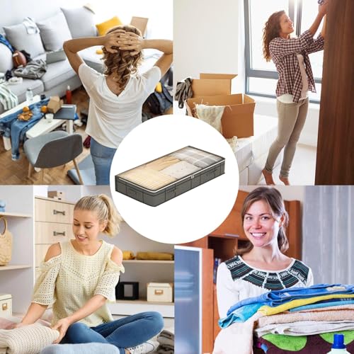 Solución de ahorro de espacio para sábanas de tela y mantas bajo la cama 6
