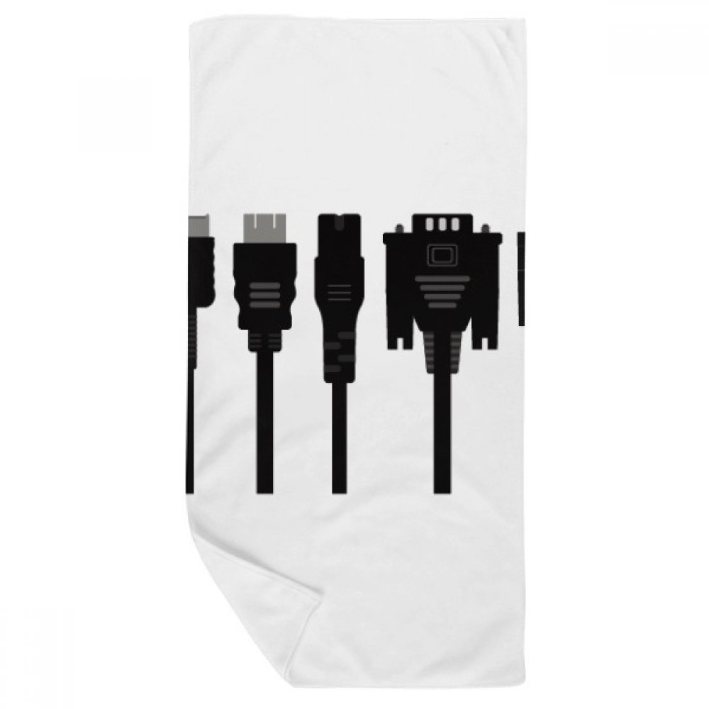 Serviette de bain 35x70cm gant de toilette imprimé câble de charge