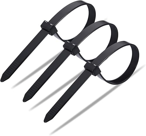 60 bridas de cables UV multiusos, ultra resistentes, 11.8 pulgadas de ancho 0.51 pulgadas, resistencia a la tracción de 250 libras, color negro