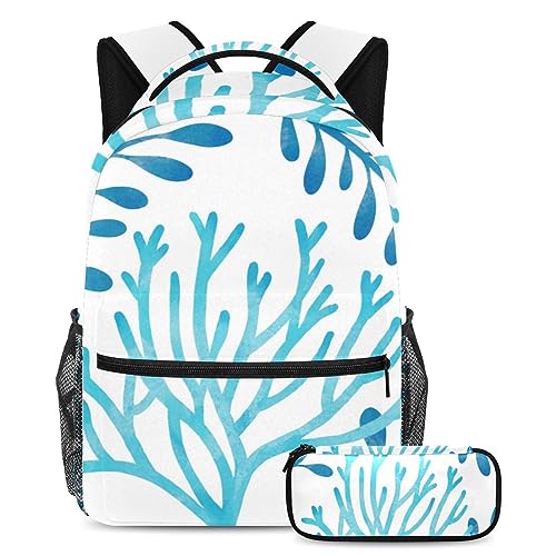 Sacs à dos daypack bleu et corail légers avec trousse pour garçons et filles