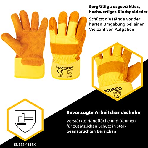 Mocomeo 5 Paar Arbeitsschutzhandschuhe Aus Leder Professioneller SchutzhanDschuh für Instandhaltung, Feinarbeiten, Automobilindustrie, Werkstatt, Garten, Bauarbeiten - Image 5