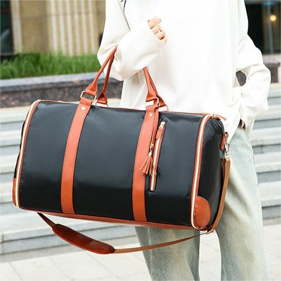 Luux Travel Bag, Luux Bags Travel Duffel Bag, 2025 New 2 in 1 Garment Duffle Bags for Travel, Large Waterproof Duffle Bag for Travel with Shoe Pouch and Removable Shoulder Strap (Brown)2