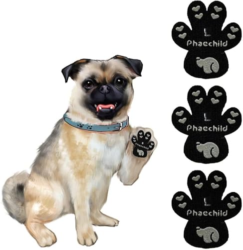 Phaechild Dog Paw Pads Anti-Slip Grips,Dog Paw Protectors for Senior Dogs on Hot Pavement,Provides Traction to Keep Them from Slipping on Smooth Floors 12 sets-48 Pads Black L