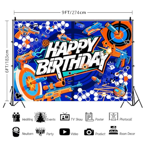 Fondo fotográfico Tatúo Gun 9x6ft para fiesta miniatura 3