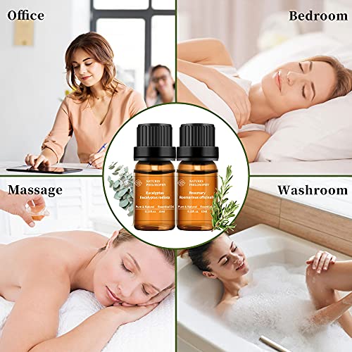 Rosemary Eucalyptus Essential Oils Set 100% Pure Eucalyptus Oils For Diffuser & Aromatherapy Skin Care, Hair, Bath, Massage #TOP4