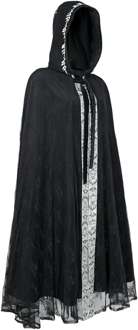 Mingyuezai Renaissance Hooded Cape Gothic Velvet Cloak Medieval Witch Capelet