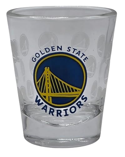 Boelter Brands NBA Satin Etch Shot Glass 2oz, Full 360 Wrap Design (Golden State Warriors)