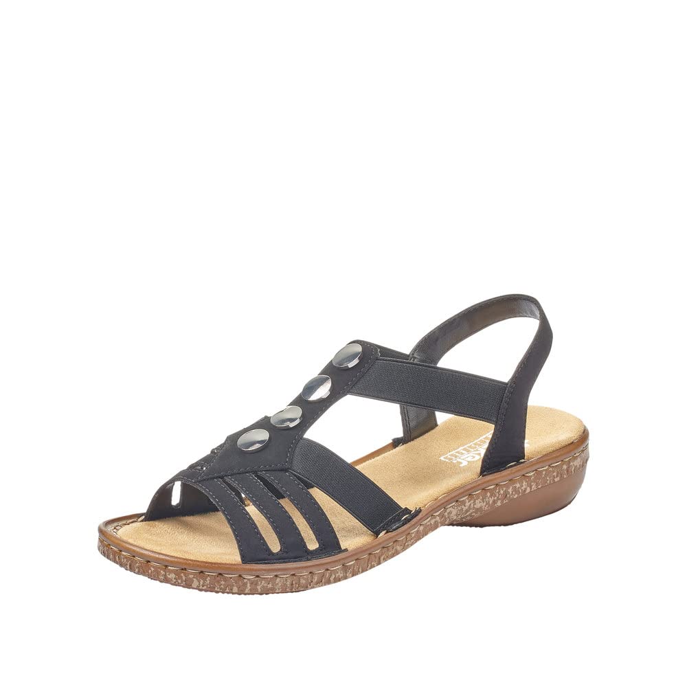 Rieker Women's 62831 Sandals, Black, 8 UK