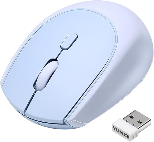 YUNZII C2 - Mouse inalámbrico para juegos, 2.4 GHz, lindo mouse inalámbrico de silicona sin ruido, clics silenciosos, 3 DPI ajustables, seguimiento