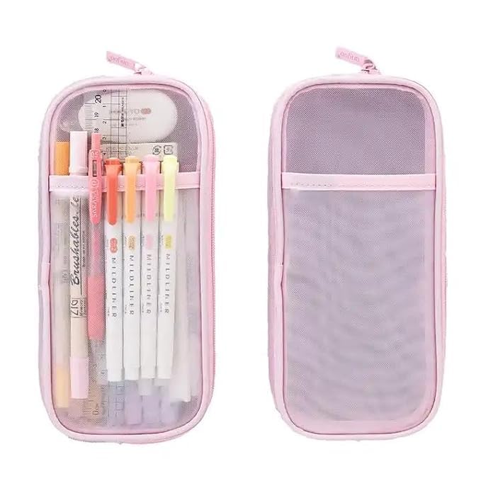 Tregoo Sales Clear Mesh Pencil Case Pouch, Clearly Visible Grid Pen Cases Organizer for Adult, Zipper Transparent Stationary Makeup Bag for Travel Office College (Multicolors) (B0D8J48HH3) Amazon Price History, Amazon Price Tracker