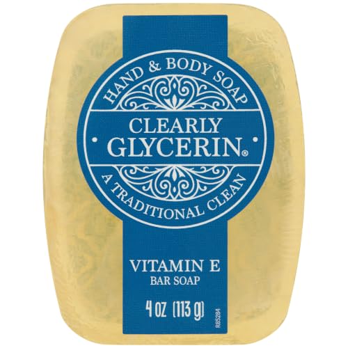 CLEARLY GLYCERIN Bar Soap, Vitamin E, 4 Ounce, Pack of