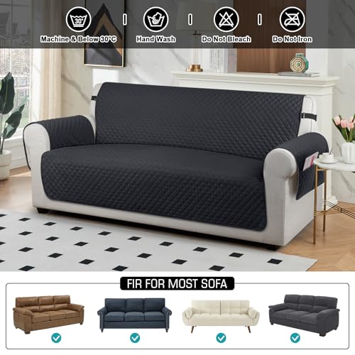 Image of TAOCOCO Sofa Covers 3 Seater,Settee Covers,Sofa Slipcovers,Pet Couch Covers,Non Slip Sofa Covers,Washable Sofa Protectors for Dogs(Black)