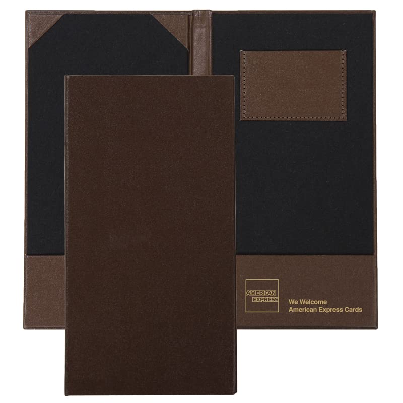 American Express Premium Restaurant Large Hard Cover-Brown Gold- Double Panel Guest Check Presenters (10) image 2