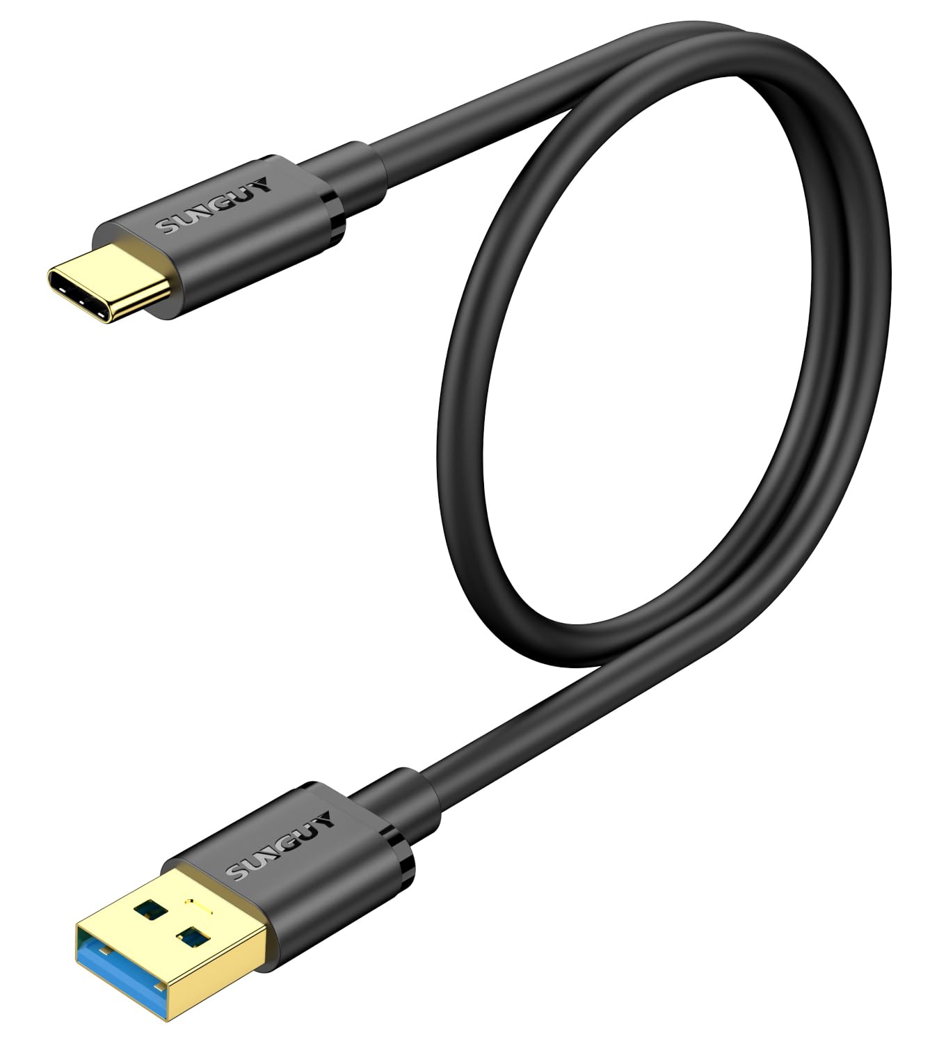 SUNGUY USB C Kabel, 0.6m 10Gbps USB C auf USB 3.1 GEN 2 Ladekabel und Datenkabel für Android Auto, iPhone 16/15 Pro Plus Max, Galaxy S22/S23 ultra, HUAWEI P20/50 Pro,Google Pixel -Schwarz