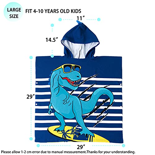 Image of NovForth Dinosaur Bath Towel for Toddler Boys, Pool Hooded Towel for Kids, Hooded Bath Beach Towel Poncho for Bath /Pool /Beach Swim Cover