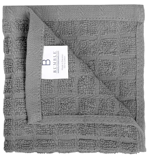 Image of Bumble Dish Cloths (6 Pack) | 12 inch x 12 inch | 100% Cotton Kitchen Towels | 405 GSM | Soft, Highly Absorbent & Durable Dish Towels for Kitchen | Gray