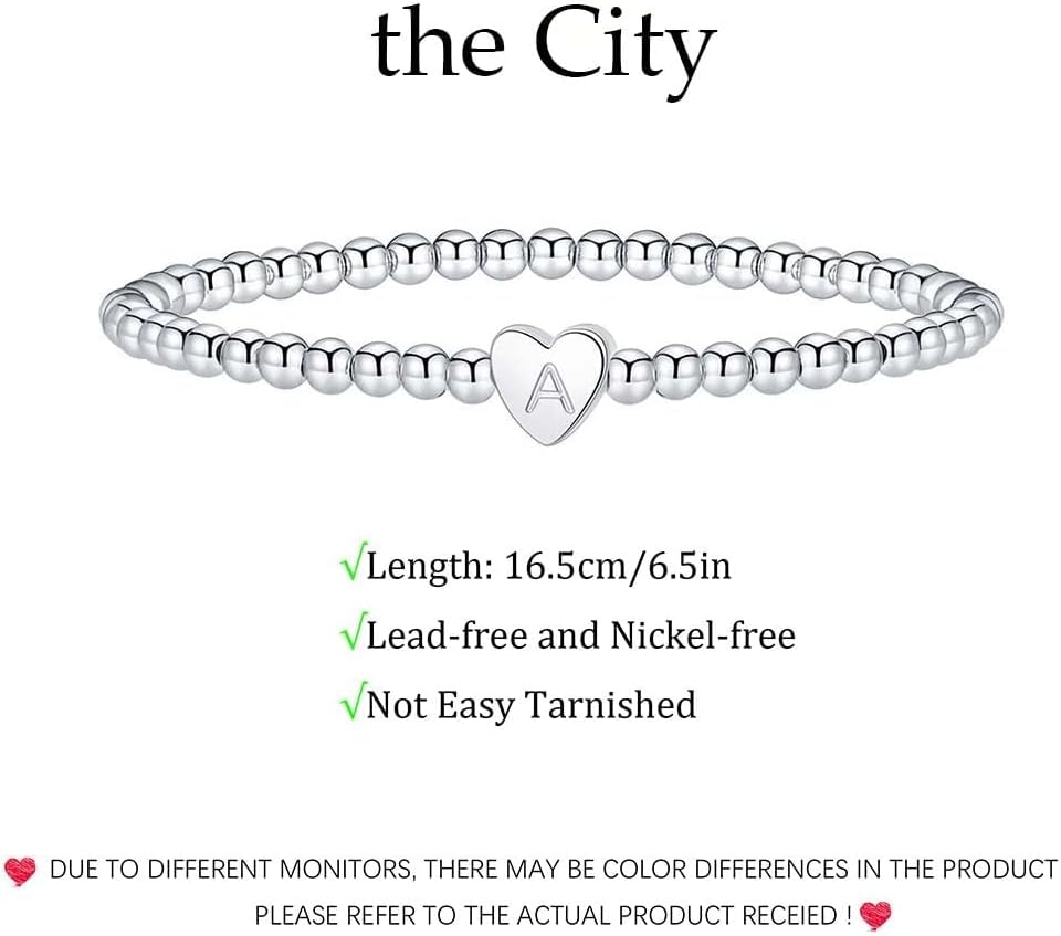 Gold Initial Bracelets for Women Trendy,14K Gold Plated Heart Beaded Bracelets Ball Bead Bracelet Dainty Personalized Name Letter Bracelet Gold Jewelry Fashion Accessories Birthday Christmas Gifts - Image 5