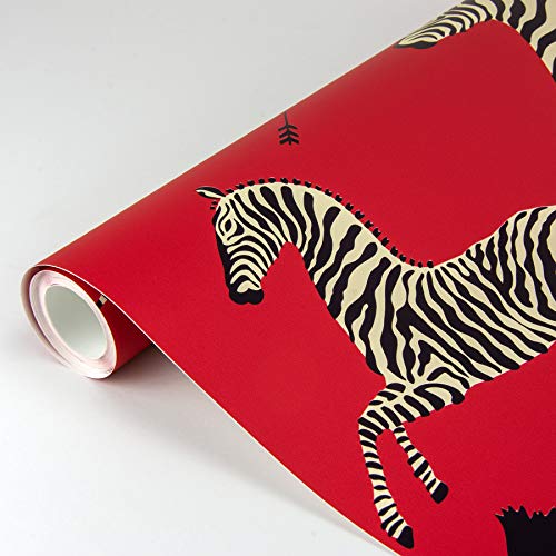 Scalamandre Scs3869 Masai Zebra Safari Self Adhesive Wallpaper, Red #TOP5