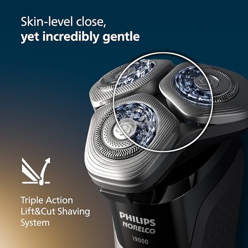 Philips Norelco Shaver i9000, Wet & Dry Electric Shaver, Ink Black, SenseIQ Technology, Triple Lift & Cut System, 360 Rotating Dual SteelPrecision Precision Blades, Nose Trimmer, Model X9000/90 - Image 4